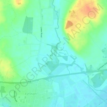 Mappa topografica Eynsham Mill, altitudine, rilievo