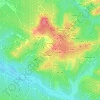 Mappa topografica Samion, altitudine, rilievo