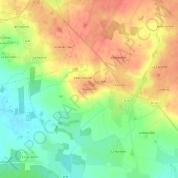 Mappa topografica Beauchêne, altitudine, rilievo