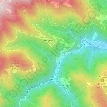 Mappa topografica Mereto, altitudine, rilievo