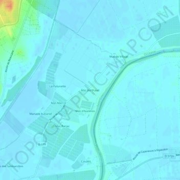 Mappa topografica Mas Berthaud, altitudine, rilievo