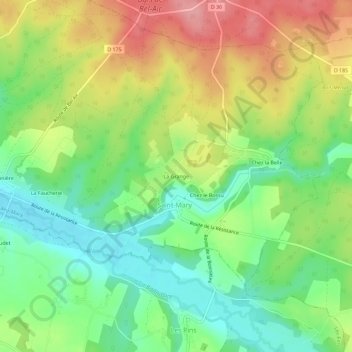 Mappa topografica La Grange, altitudine, rilievo