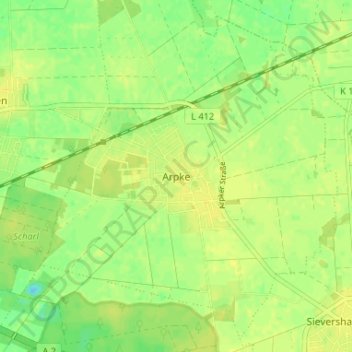 Mappa topografica Arpke, altitudine, rilievo