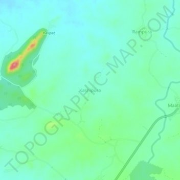 Mappa topografica Kashipura, altitudine, rilievo