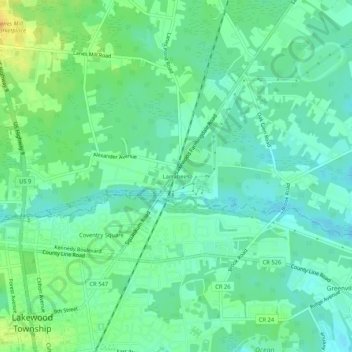 Mappa topografica Larrabees, altitudine, rilievo