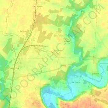 Mappa topografica Les Hommes Guillaume, altitudine, rilievo