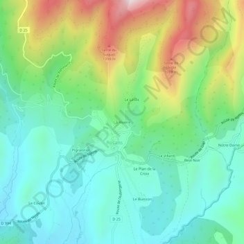 Mappa topografica La Rivière, altitudine, rilievo