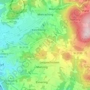 Mappa topografica Klotzing, altitudine, rilievo
