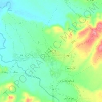 Mappa topografica Ban Luang, altitudine, rilievo