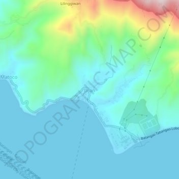 Mappa topografica Ilijan, altitudine, rilievo