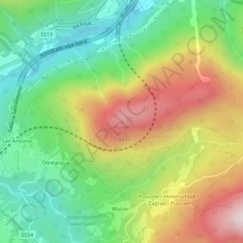 Mappa topografica Leiler-Berg, altitudine, rilievo