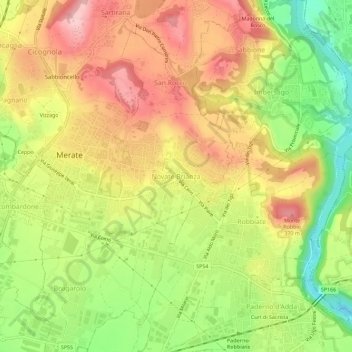 Mappa topografica Novate Brianza, altitudine, rilievo