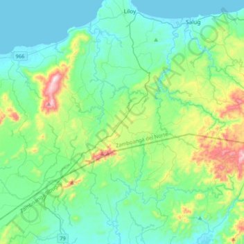 Mappa topografica Tampilisan, altitudine, rilievo