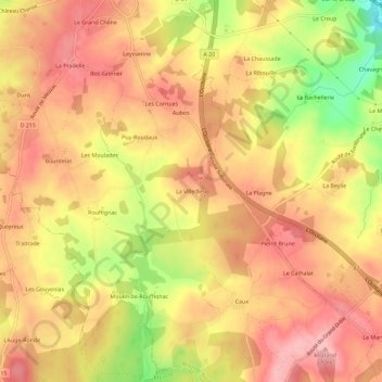 Mappa topografica La Villedieu, altitudine, rilievo