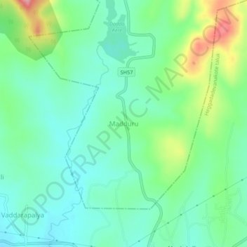 Mappa topografica Madduru, altitudine, rilievo
