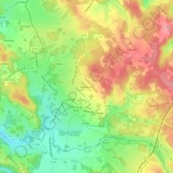 Mappa topografica Ventejouls, altitudine, rilievo
