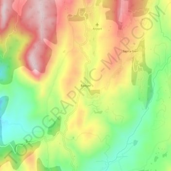 Mappa topografica Badger, altitudine, rilievo