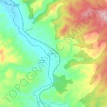 Mappa topografica Luco de Jiloca, altitudine, rilievo