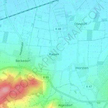 Mappa topografica Riepen, altitudine, rilievo