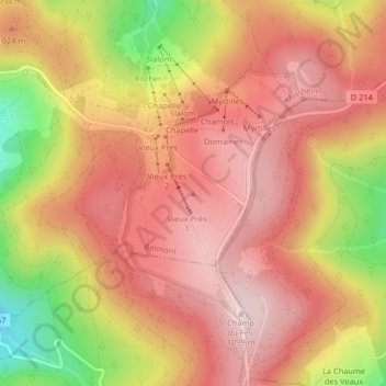 Mappa topografica le Champ du Feu, altitudine, rilievo