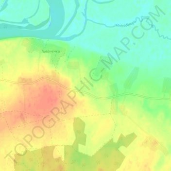 Mappa topografica Суричи, altitudine, rilievo