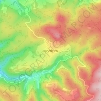 Mappa topografica Büscheich, altitudine, rilievo