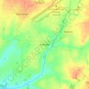 Mappa topografica Kimcote, altitudine, rilievo