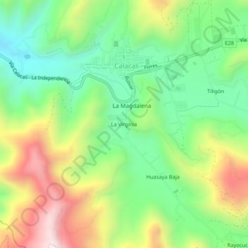 Mappa topografica La Virginia, altitudine, rilievo