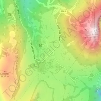 Mappa topografica Le Viote, altitudine, rilievo