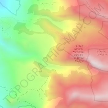 Mappa topografica Páramo De Oceta, altitudine, rilievo