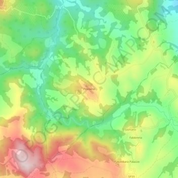 Mappa topografica Pesciano, altitudine, rilievo