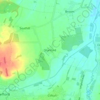 Mappa topografica Stanford, altitudine, rilievo