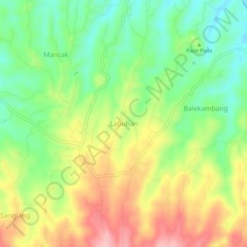 Mappa topografica Labuhan, altitudine, rilievo