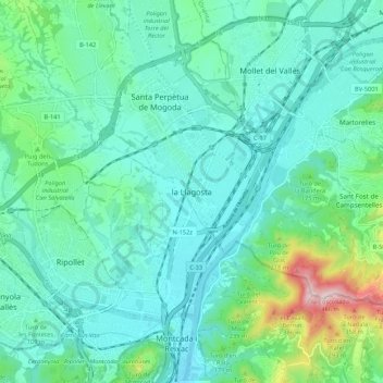 Mappa topografica la Llagosta, altitudine, rilievo