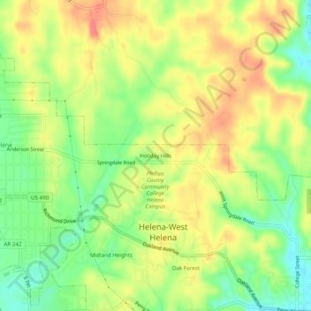 Mappa topografica Holiday Hills, altitudine, rilievo