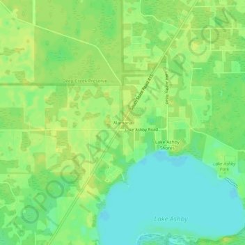 Mappa topografica Alamana, altitudine, rilievo