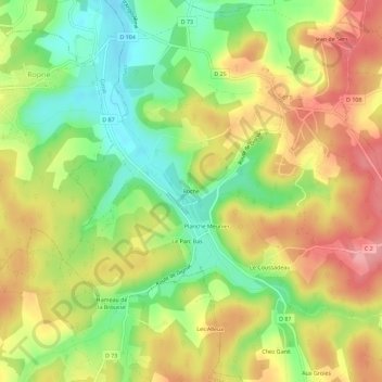 Mappa topografica Roche, altitudine, rilievo