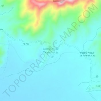 Mappa topografica Balcones de Talandracas, altitudine, rilievo
