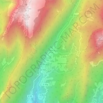 Mappa topografica Pomarey-le-Haut, altitudine, rilievo