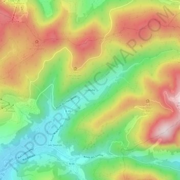 Mappa topografica La Hutte, altitudine, rilievo