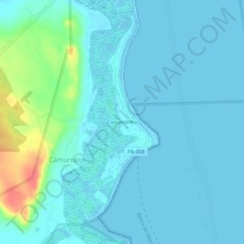Mappa topografica Coqueirinho, altitudine, rilievo