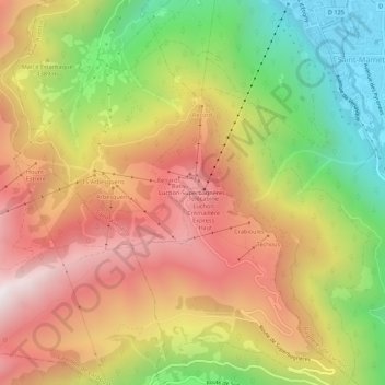 Mappa topografica Luchon-Superbagnères, altitudine, rilievo