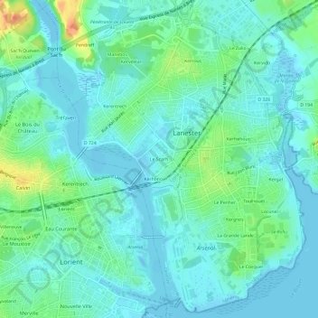 Mappa topografica Le Scarh, altitudine, rilievo