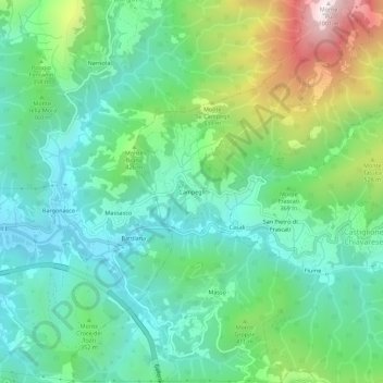 Mappa topografica Campegli, altitudine, rilievo