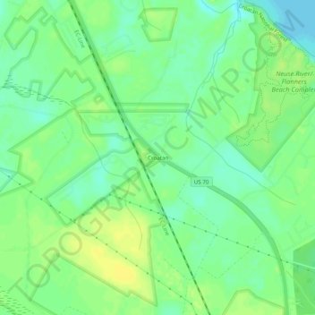 Mappa topografica Croatan, altitudine, rilievo