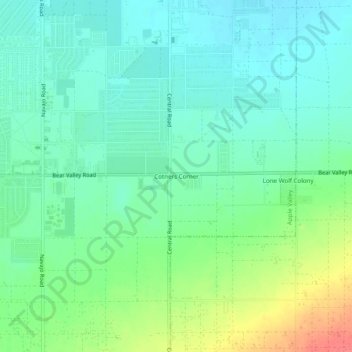 Mappa topografica Cotners Corner, altitudine, rilievo