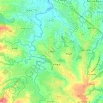 Mappa topografica Castel, altitudine, rilievo