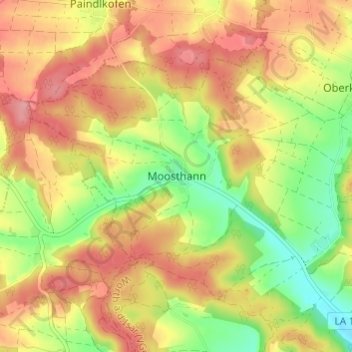 Mappa topografica Moosthann, altitudine, rilievo