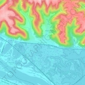 Mappa topografica Bluff Siding, altitudine, rilievo