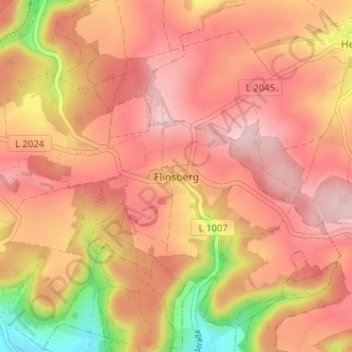 Mappa topografica Flinsberg, altitudine, rilievo